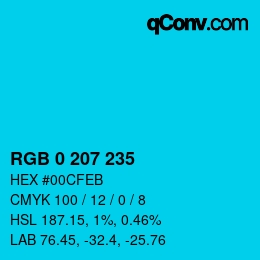 Color code: RGB 0 207 235 | qconv.com