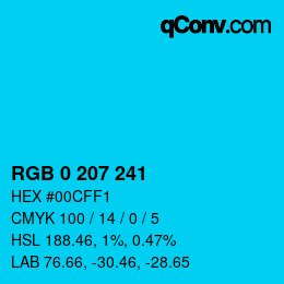 颜色代码: RGB 0 207 241 | qconv.com