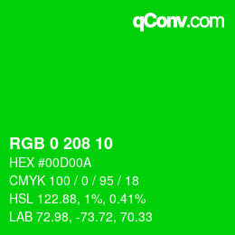 Color code: RGB 0 208 10 | qconv.com