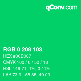 Color code: RGB 0 208 103 | qconv.com