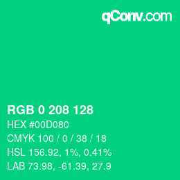 カラーコード: RGB 0 208 128 | qconv.com