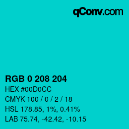 Color code: RGB 0 208 204 | qconv.com