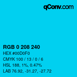Color code: RGB 0 208 240 | qconv.com
