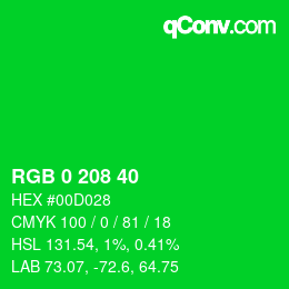 Color code: RGB 0 208 40 | qconv.com