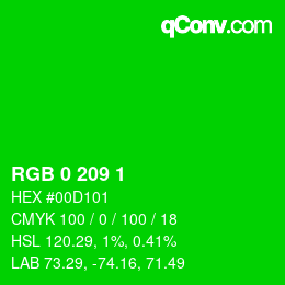 Color code: RGB 0 209 1 | qconv.com