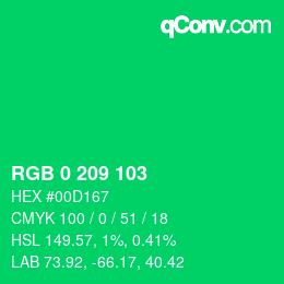 Color code: RGB 0 209 103 | qconv.com