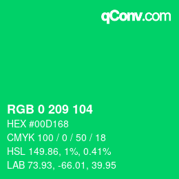 Color code: RGB 0 209 104 | qconv.com