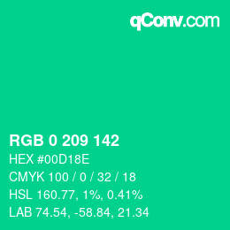 Color code: RGB 0 209 142 | qconv.com