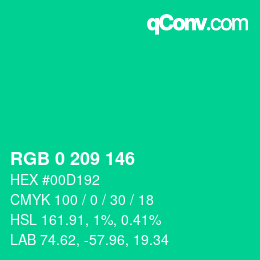 Color code: RGB 0 209 146 | qconv.com