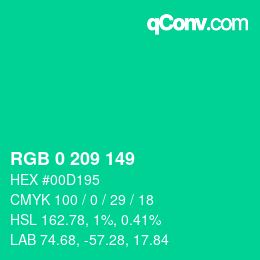 Color code: RGB 0 209 149 | qconv.com