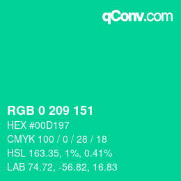 Color code: RGB 0 209 151 | qconv.com