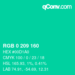 Color code: RGB 0 209 160 | qconv.com