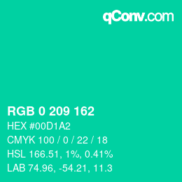 Color code: RGB 0 209 162 | qconv.com