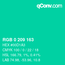 Color code: RGB 0 209 163 | qconv.com
