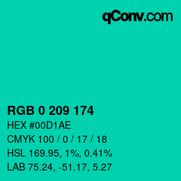 Color code: RGB 0 209 174 | qconv.com