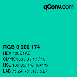 颜色代码: RGB 0 209 174 | qconv.com