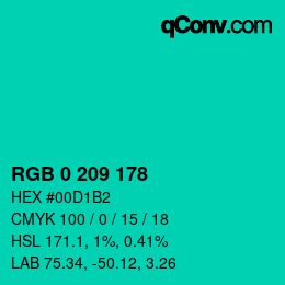 颜色代码: RGB 0 209 178 | qconv.com