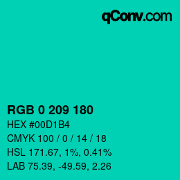 カラーコード: RGB 0 209 180 | qconv.com