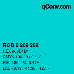 Color code: RGB 0 209 209 | qconv.com