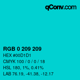 カラーコード: RGB 0 209 209 | qconv.com