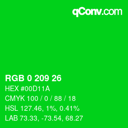 Color code: RGB 0 209 26 | qconv.com