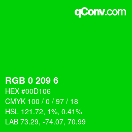 Color code: RGB 0 209 6 | qconv.com