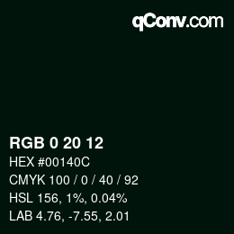 Color code: RGB 0 20 12 | qconv.com