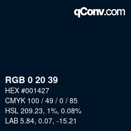 Color code: RGB 0 20 39 | qconv.com