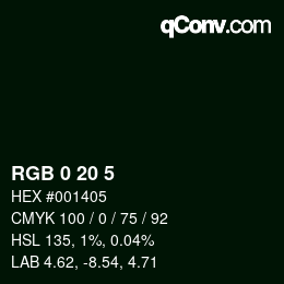 Color code: RGB 0 20 5 | qconv.com