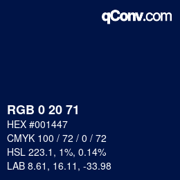 カラーコード: RGB 0 20 71 | qconv.com