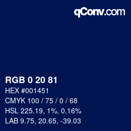 Color code: RGB 0 20 81 | qconv.com