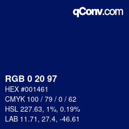 颜色代码: RGB 0 20 97 | qconv.com