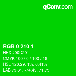 Color code: RGB 0 210 1 | qconv.com
