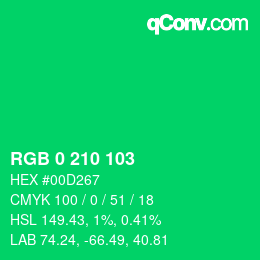 Color code: RGB 0 210 103 | qconv.com