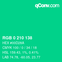 Color code: RGB 0 210 138 | qconv.com