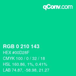 Color code: RGB 0 210 143 | qconv.com
