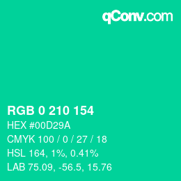 Color code: RGB 0 210 154 | qconv.com