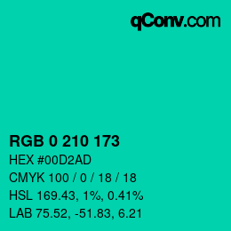Color code: RGB 0 210 173 | qconv.com