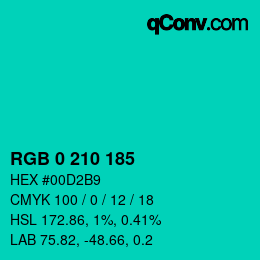 Color code: RGB 0 210 185 | qconv.com