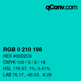 Color code: RGB 0 210 198 | qconv.com