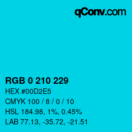 カラーコード: RGB 0 210 229 | qconv.com