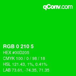 Color code: RGB 0 210 5 | qconv.com