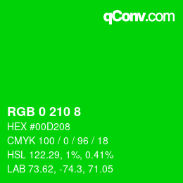 Color code: RGB 0 210 8 | qconv.com