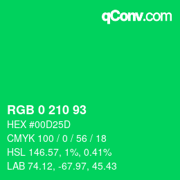Color code: RGB 0 210 93 | qconv.com