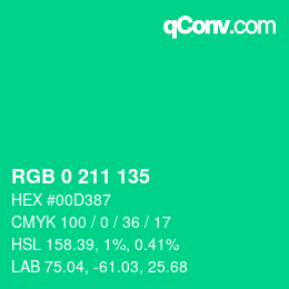 Color code: RGB 0 211 135 | qconv.com