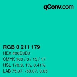 Color code: RGB 0 211 179 | qconv.com
