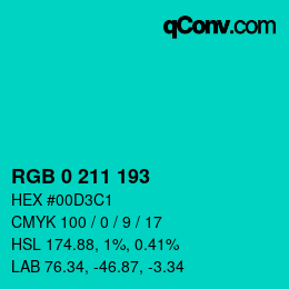 Color code: RGB 0 211 193 | qconv.com