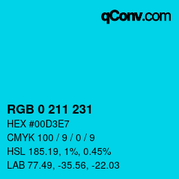 Color code: RGB 0 211 231 | qconv.com