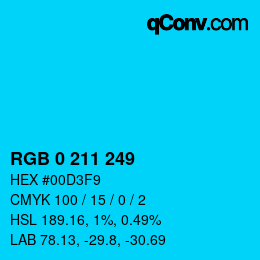 カラーコード: RGB 0 211 249 | qconv.com