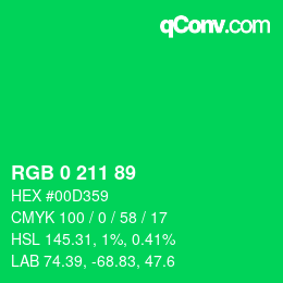 Color code: RGB 0 211 89 | qconv.com